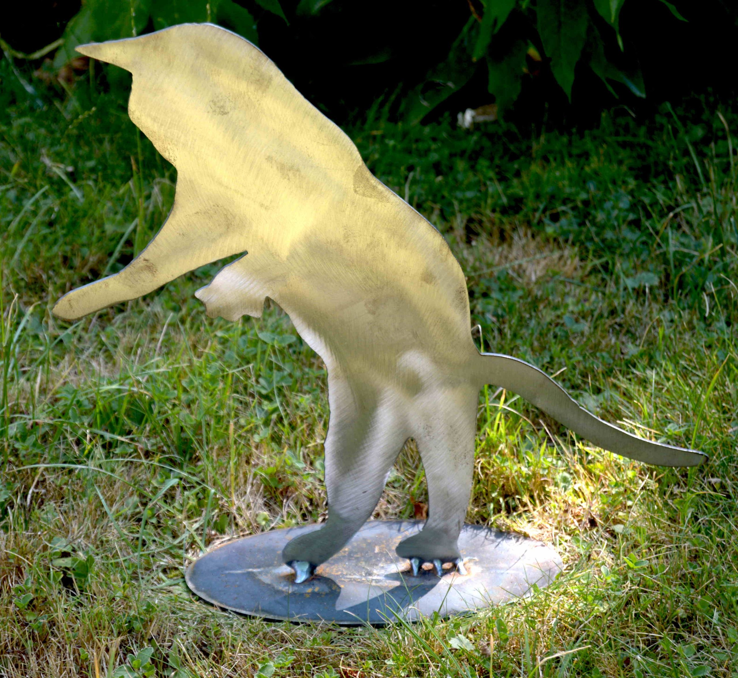 spielende Katze Gartenfigur Roststahl – Bild 2