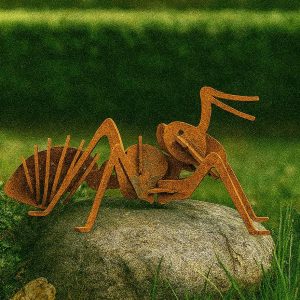 Edelrost Ameise 3D, handgefertigte Gartenfigur aus Stahl, wetterfeste Rostdeko mit realistischem Design für Garten, Terrasse oder Balkon.