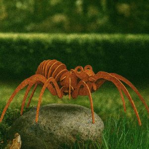 Edelrost Spinne 3D, handgefertigte Gartenfigur aus Stahl, wetterfeste Rostdeko mit realistischem Design für Garten, Terrasse oder Balkon.